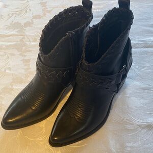 Pierre Dumas Black Ankle Boots with Decorative Trim